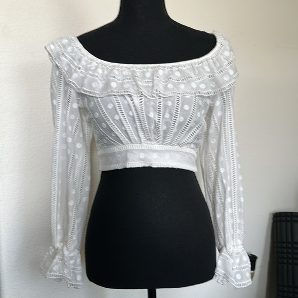 Acsense Elegant White Ruffled Women's Top - Picture 4 of 6